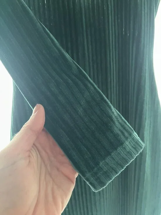 CBR Deep Green Velvet Long Sleeve Dress S / US 4-6 - Picture 6 of 6